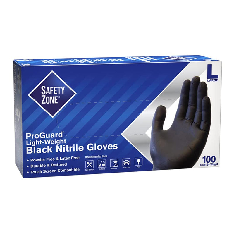 #GNPR-MD-BK SAFETY ZONE BLACK NITRILE GLOVE (10/100) (SKU #60580)