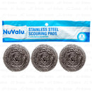 NUVALU #08369 SCOURERS 3PC STAINLESS STEEL (SKU #10128)