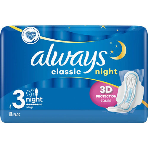 ALWAYS 8CT CLASSIC PADS-NIGHT W/WING (SKU