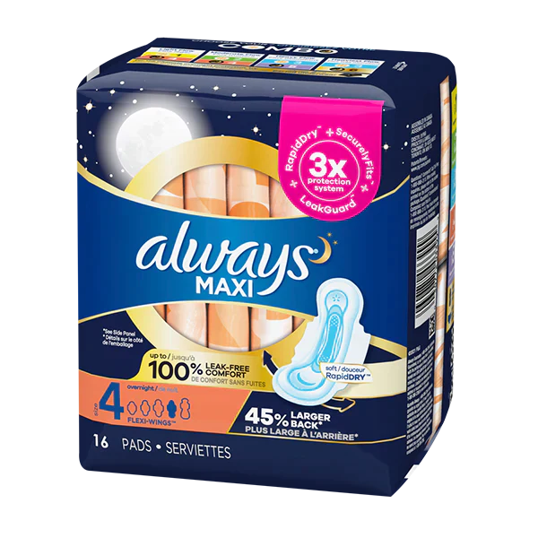 ALWAYS PADS #03498 OVERNIGHT W/WINGS-16ct (SKU #62201)