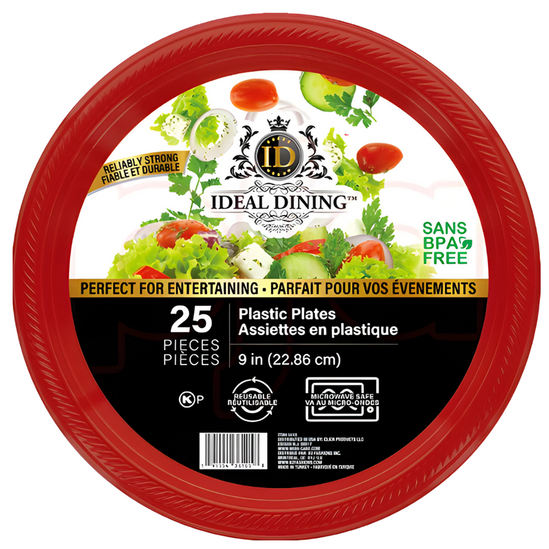 IDEAL PLASTIC PLATE 9IN RED 25CT #36105 (SKU #80210)