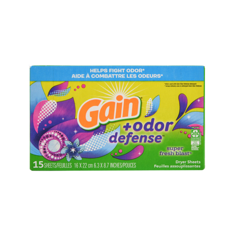 FAB.DRY SHEETS-15CT GAIN ODOR DEFENSE (SKU