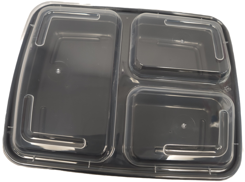BLACK PLASTIC CONTAINER 3 COMPARTMENT JF-339 (SKU