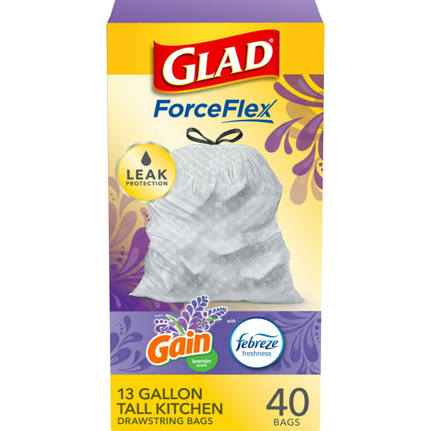 GLAD TALL KITCHEN FORCEFLEX DRAWSTRING LAVENDER 13g 40CT (SKU