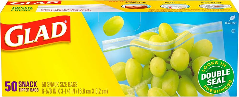 GLAD #60741 SNACK ZIPPER BAGS  50CT (SKU #17670)