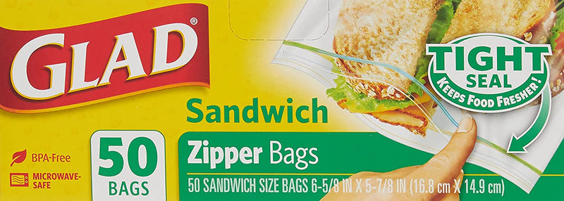 GLAD FOOD STORAGE ZIPPER SANDWICH 50ct (SKU