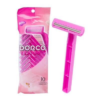 DORCO 10CT #TD-708 WOMEN DISPOSABLE RAZOR-PINK (SKU #13152)