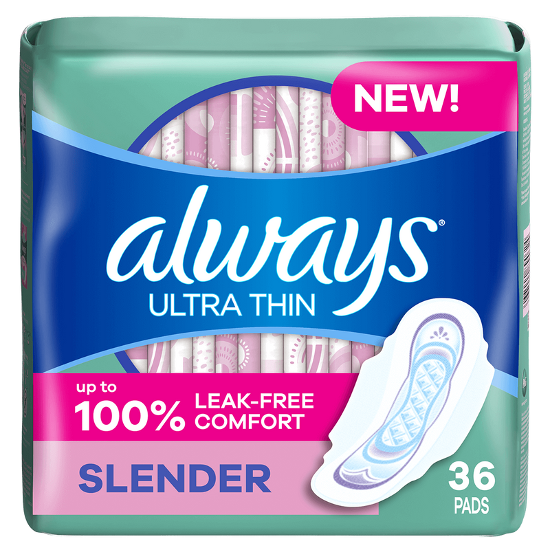 ALWAYS PADS #12863 ULTRA  THIN SLENDER W/WINGS 36ct (SKU #62224)