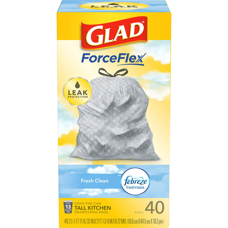 GLAD FORCEFLEX TALL KITCHEN DRAWSTRING FRESH CLEAN 13g 40CT (SKU