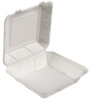 #HC66W WHITE SUGARCANE HINGED CONTAINER 6X6X3 400CT (SKU #70413)