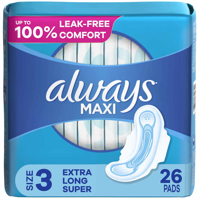 ALWAYS PADS #77159 EXTRA LONG W/WINGS SIZE3 26ct (SKU #62207)