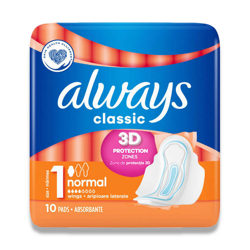 ALWAYS 10CT CLASSIC W/WINGS PADS-NORMAL (SKU