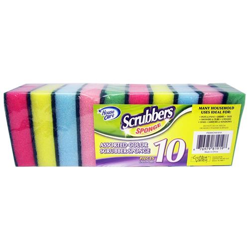 HOUSE CARE ASSORTED SCRUBBING-SPONGES 10PK #CHB1919 (SKU #62234)