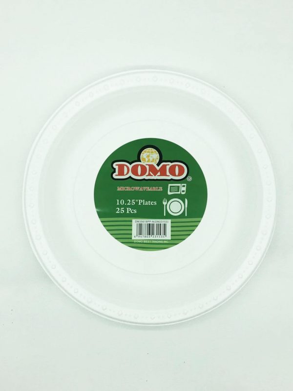 DOMO PLASTIC PLATE WHITE 10.25" 25CT #DM35618 (SKU #11799)
