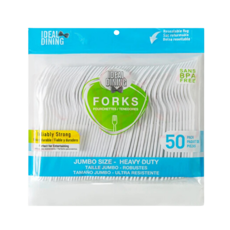 IDEAL DINING 50CT PLASTIC FORK JUMBO #36060 (SKU #80204)