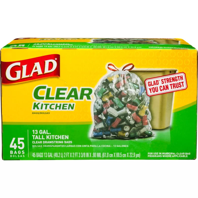 GLAD TALL KITCHEN DRAWSTRING CLEAR 13g 45CT (SKU