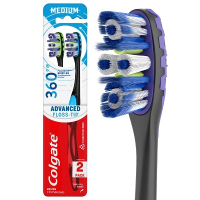 COLGATE 360 TOTAL ADVANCED FLOSS-TIP TOOTHBRUSH MEDIUM 2PK (SKU