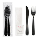 #5KHPBK *BLACK* HEAVY WEIGHT FORK/KNIFE/NAPKIN/SALT/PEPPER 250ct (SKU 70575 )