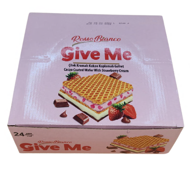 GIVE ME CACAO COATED SQUARE WAFER - STRAWBERRY CREAM 24ct (SKU