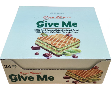 GIVE ME CACAO COATED SQUARE WAFER - PISTACHIO CREAM 24ct