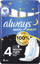ALWAYS PADS #8241 MAXI NIGHT W/W 6CT SIZE 4 (SKU #10711)
