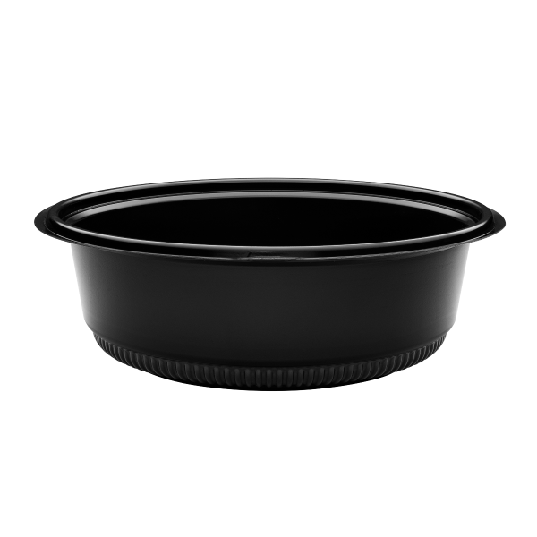 #JR48B 48oz ROUND PLASTIC CONTAINER BLACk (150ct) (SKU #60770)