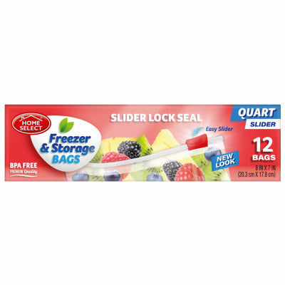 HOME #6081 FREEZER&STORAGE QUART SLIDER 12CT (SKU #11925)