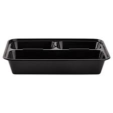 32oz 3 COMP RECTAGULAR CONTAINER BLACK (150ct) (SKU