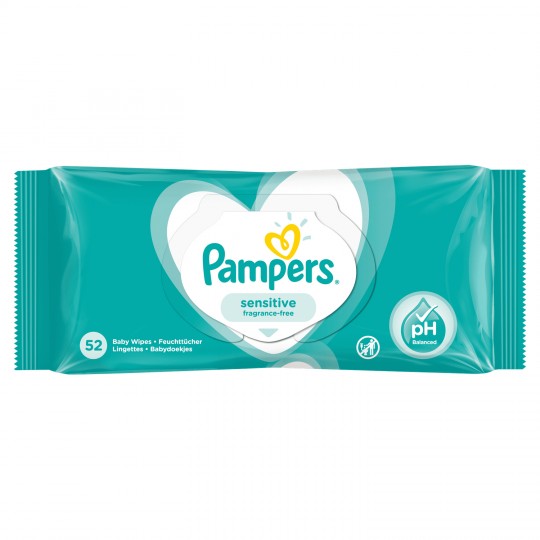 52CT PAMPERS BABY WIPES SENSITIVE