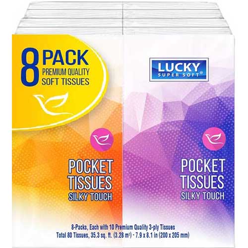 8PK LUCKY CLASSIC POCKET TISSUES-CUBE
