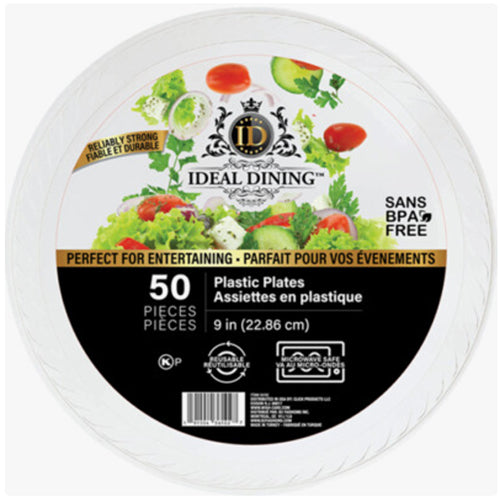 IDEAL DINING PLASTIC PLATES 9" 50CT (SKU