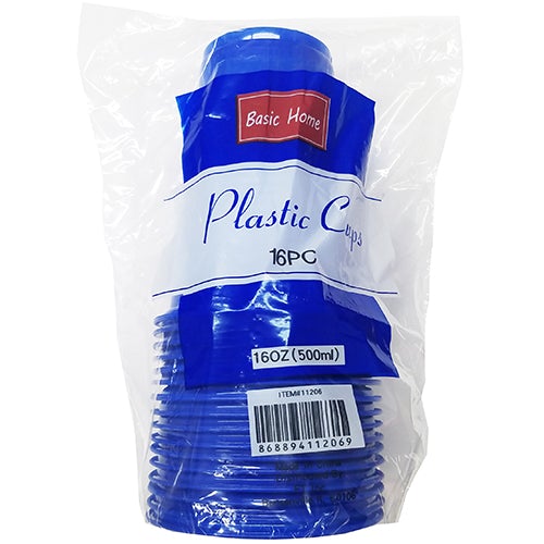 PLASTIC CUPS-16oz/BLUE 16CT (SKU