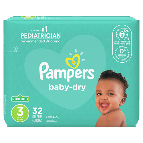PAMPERS BABY DRY DIAPERS SIZE3 32CT (SKU