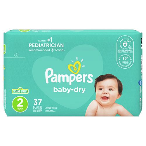 PAMPERS BABY DRY DIAPERS SIZE2 37CT (SKU