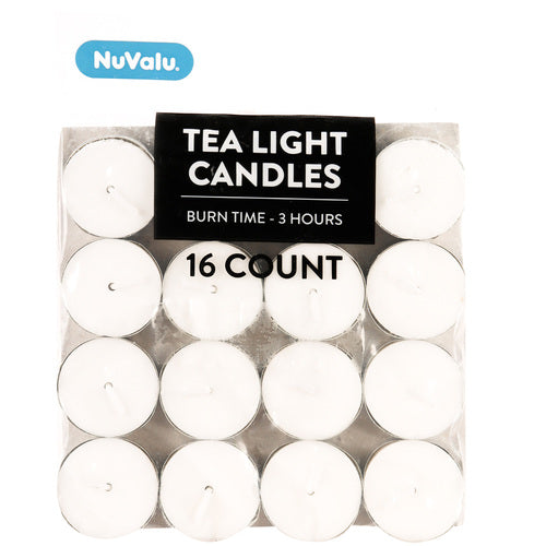 NUVALU TEA LIGHT CANDLE 16CT WHITE #117760 (SKU #13150)