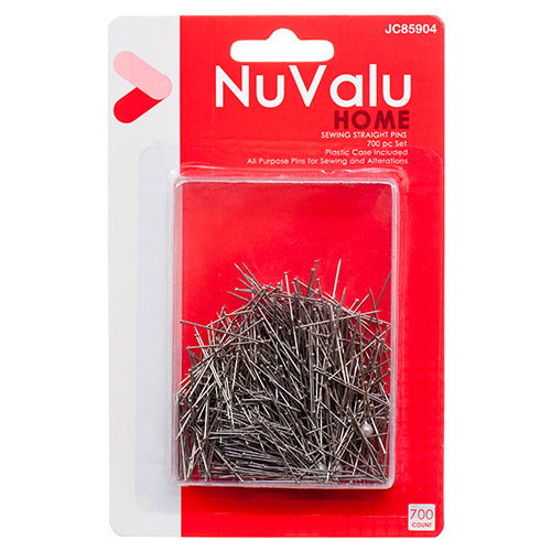NUVALU SEWING STRAIGHT PINS 700PC W/PLASTIC BOX & BLISTER (SKU